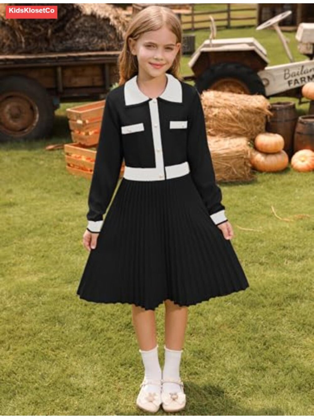 Girls Knit Sweater Dress Long Sleeve Button Front Fall Winter - Picture 3 of 6